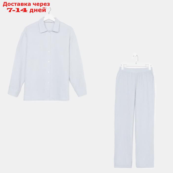 Пижама женская (рубашка и брюки) KAFTAN "Basic" размер 40-42, цвет серо-голубой - фото 7 - id-p227119100