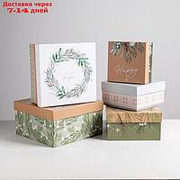Набор подарочных коробок 5 в 1 "Зимний", 14 × 14 × 8 - 22 × 22 × 12 см
