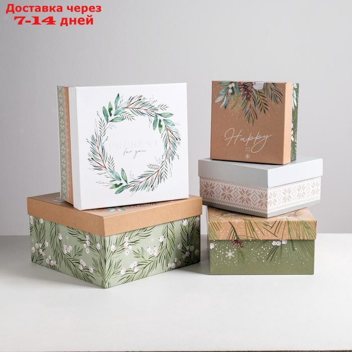 Набор подарочных коробок 5 в 1 "Зимний", 14 × 14 × 8 - 22 × 22 × 12 см - фото 1 - id-p227094733