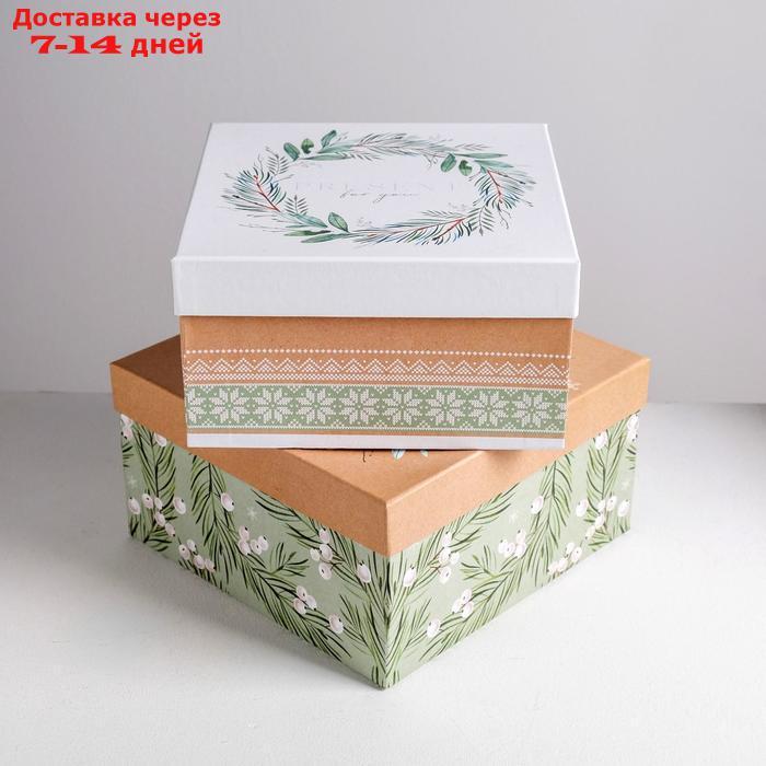 Набор подарочных коробок 5 в 1 "Зимний", 14 × 14 × 8 - 22 × 22 × 12 см - фото 3 - id-p227094733