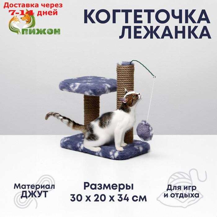 Когтеточка для котят двойная, 30 х 20 х 34 см, джут, серая с лапками - фото 1 - id-p227097965
