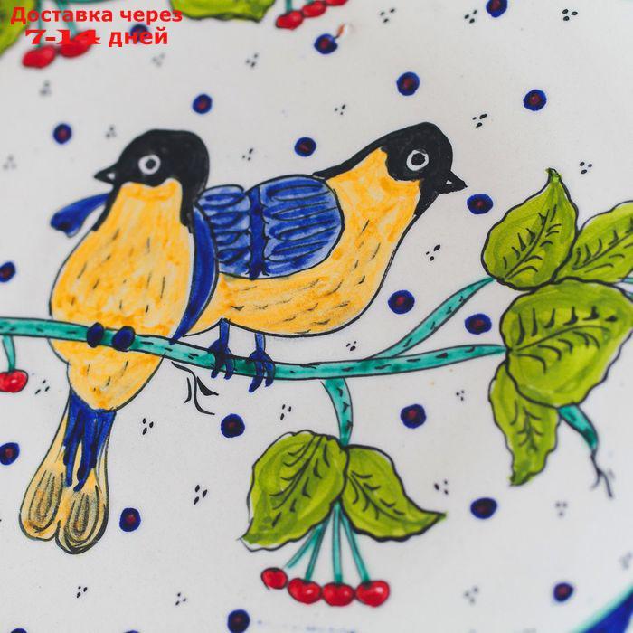 Ляган "Пара птичек" в форме листка Риштанская Керамика, 41см - фото 5 - id-p227012736
