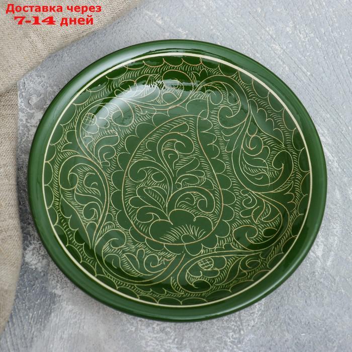 Набор чайный, риштанская роспись, 9 предметов, зелёный: чайник 0.8 л, пиалы 0.3 л - фото 6 - id-p227012737