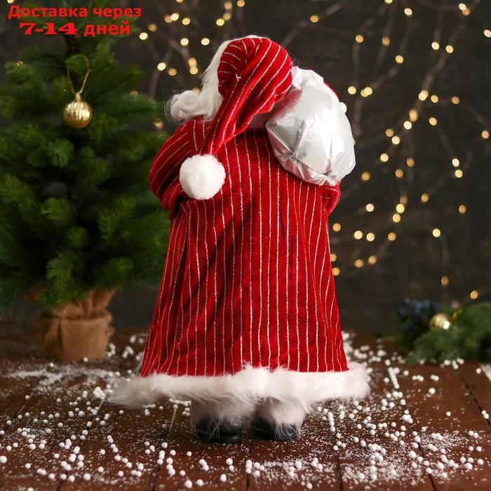 Дед Мороз "В полосатой шубе, фонариком и подарками" 47 см, бело-красный - фото 3 - id-p227116742