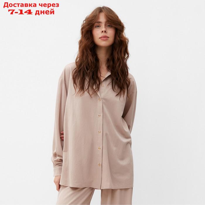 Пижама женская (сорочка, брюки) MINAKU: Home collection цвет бежевый, р-р 50 - фото 3 - id-p227119111