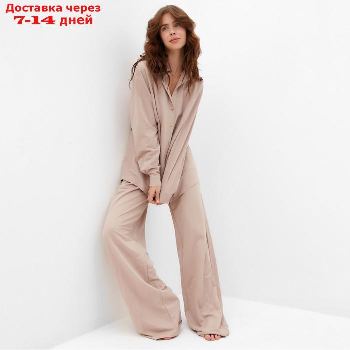 Пижама женская (сорочка, брюки) MINAKU: Home collection цвет бежевый, р-р 50 - фото 4 - id-p227119111