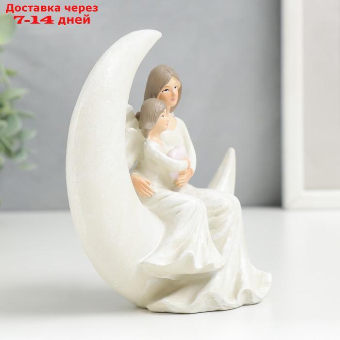 Сувенир полистоун "Девушка-ангел на месяце с девочкой, с сердцем" 12,5х6х12,5 см - фото 2 - id-p227117841