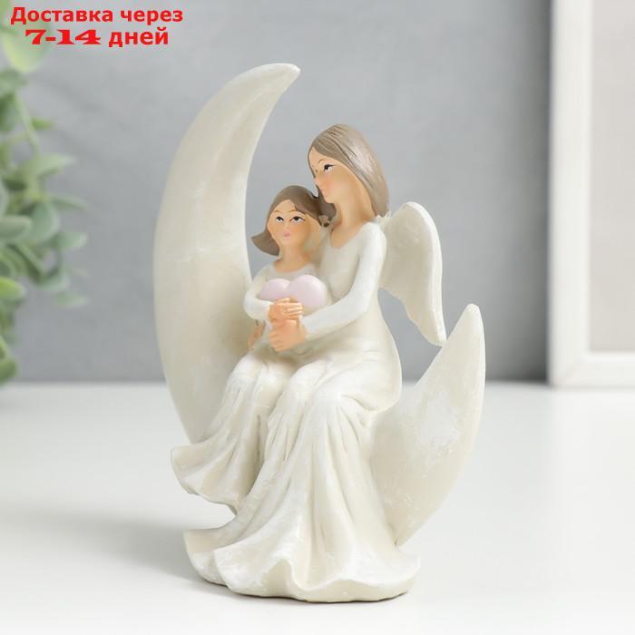 Сувенир полистоун "Девушка-ангел на месяце с девочкой, с сердцем" 12,5х6х12,5 см - фото 4 - id-p227117841