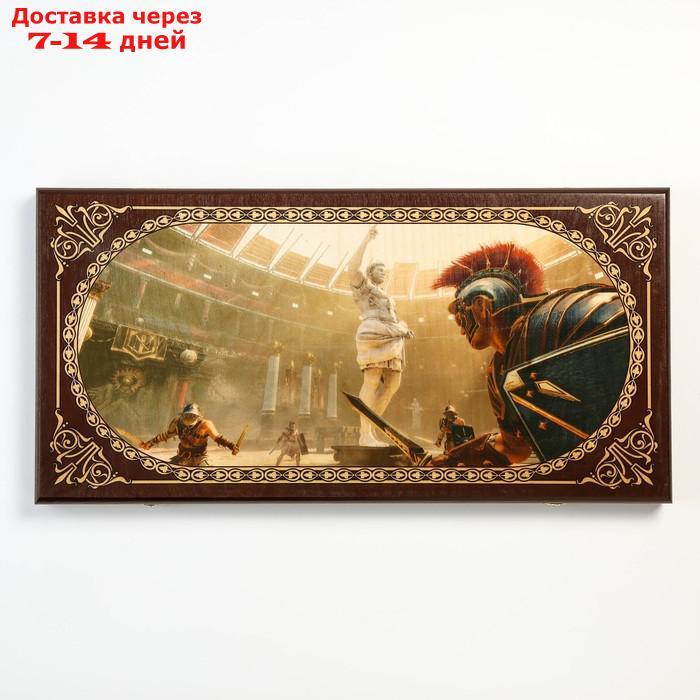 Нарды "Аве Цезарь", деревянная доска 60х60 см, с полем для игры в шашки - фото 1 - id-p226943212