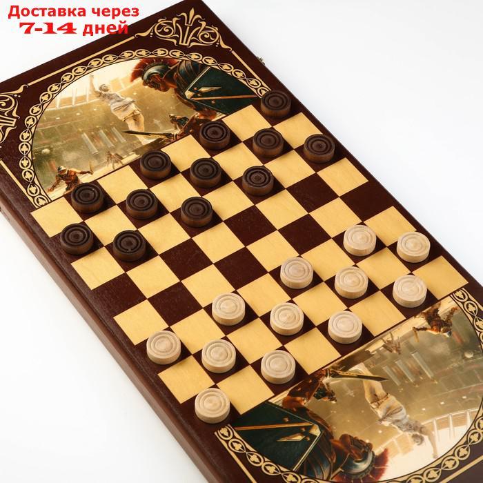 Нарды "Аве Цезарь", деревянная доска 60х60 см, с полем для игры в шашки - фото 3 - id-p226943212