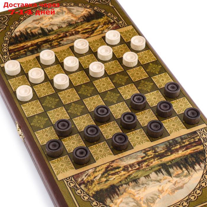Нарды "Горы", деревянная доска 40х40 см, с полем для игры в шашки - фото 3 - id-p226943214