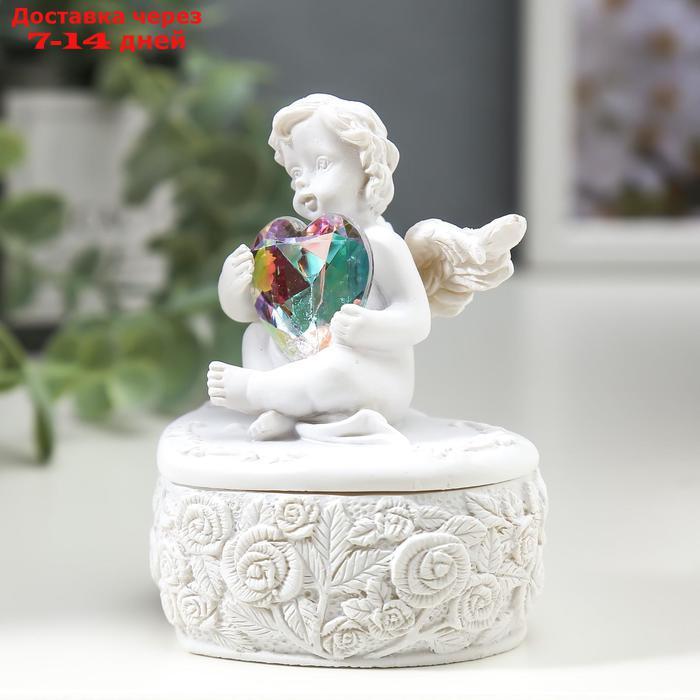 Сувенир полистоун шкатулка "Белоснежный ангел с переливающимся сердцем" 8х6,5х5,4 см - фото 3 - id-p227094775