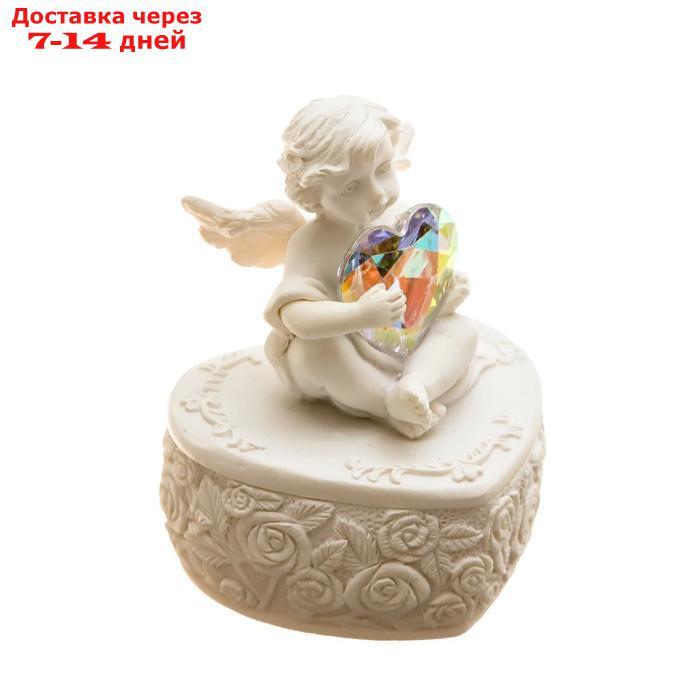 Сувенир полистоун шкатулка "Белоснежный ангел с переливающимся сердцем" 8х6,5х5,4 см - фото 6 - id-p227094775