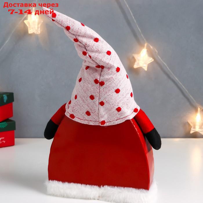 Кукла интерьерная свет "Дед Мороз в клетчатом кафтане, колпак в горох, звёздочка" 41х24х6 см 75679 - фото 5 - id-p227117849