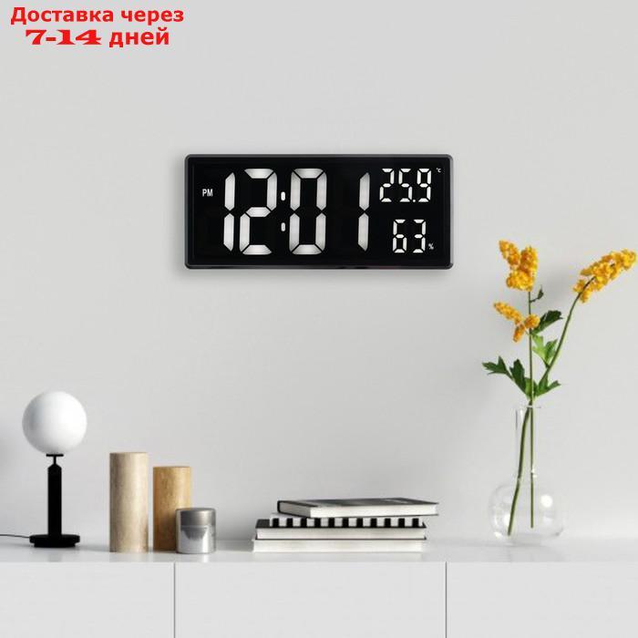 Часы настенные электронные: подсветка, будильник, термометр, гигрометр, USB, 16 x 36.3 x 4см 90210 - фото 2 - id-p227117851