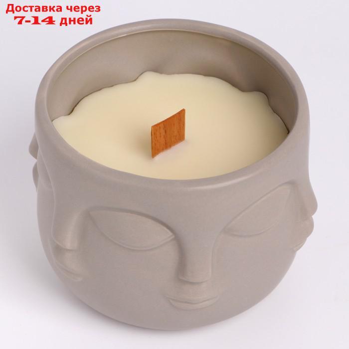 Свеча из соевого воска в кашпо "Лица", 12х9 см, серый - фото 4 - id-p227121646
