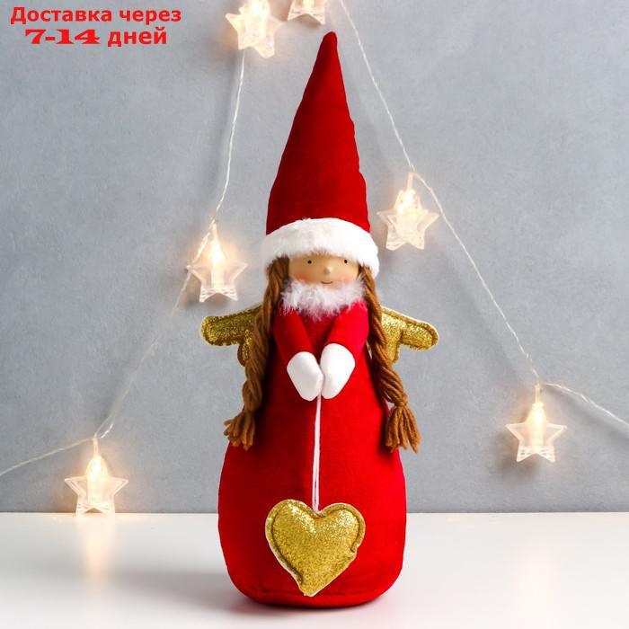 Кукла интерьерная "Ангелочек в красном платье с золотым сердечком" 49х12х12 см