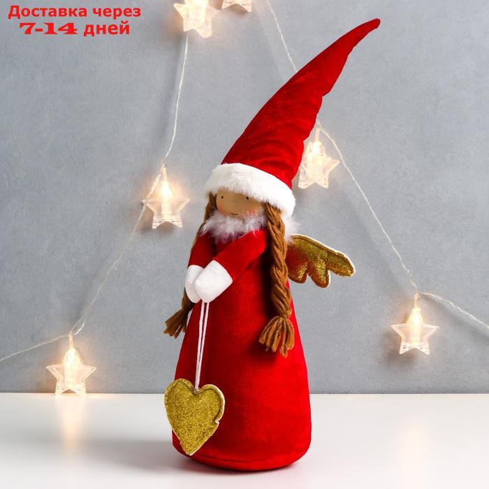 Кукла интерьерная "Ангелочек в красном платье с золотым сердечком" 49х12х12 см - фото 3 - id-p227117862