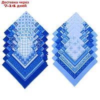 Мужские носовые платки "Этель" размер 30х30 см, (набор 12 шт,), цвет синий, рисунок МИКС