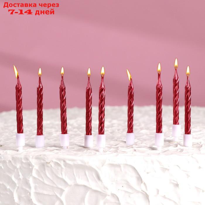 Набор свечи в торт "Спираль", 200шт, 7 см, красный металлик - фото 4 - id-p227125925