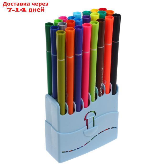 Фломастеры 24 цвета HappyColor, на водной основе, в пластиковом пенале, МИКС - фото 8 - id-p226980564