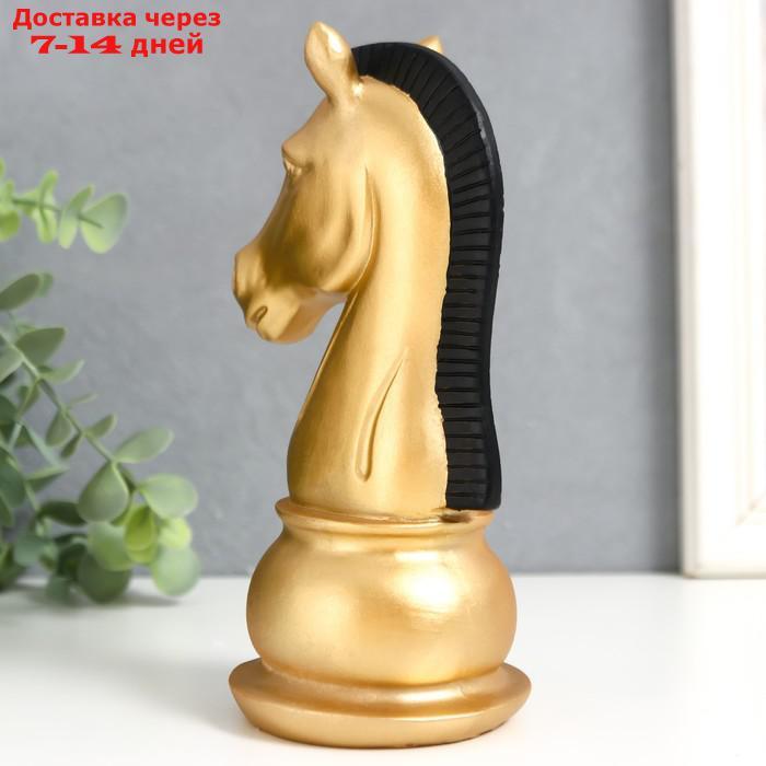 Сувенир полистоун "Шахматная фигура. Конь" золотой с чёрной гривой 19,5х10х8 см - фото 3 - id-p227117869