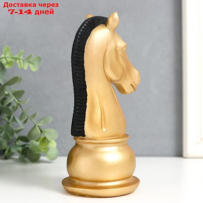 Сувенир полистоун "Шахматная фигура. Конь" золотой с чёрной гривой 19,5х10х8 см - фото 4 - id-p227117869