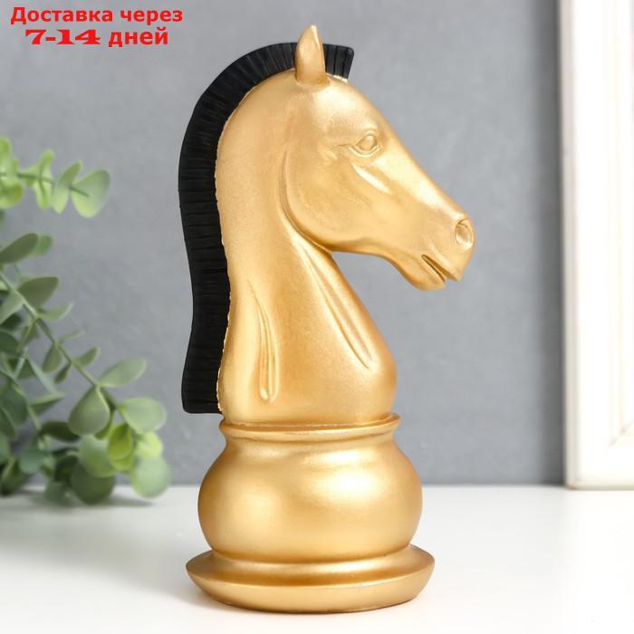 Сувенир полистоун "Шахматная фигура. Конь" золотой с чёрной гривой 19,5х10х8 см - фото 5 - id-p227117869