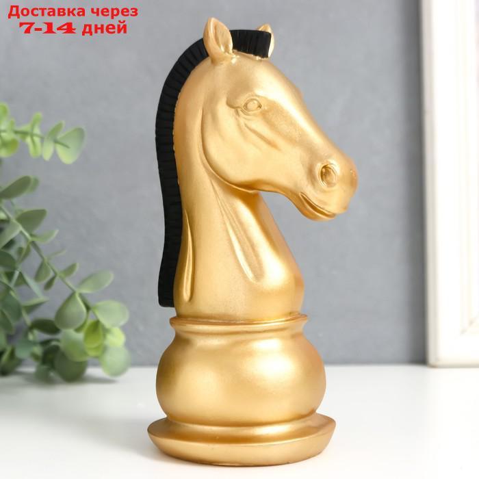 Сувенир полистоун "Шахматная фигура. Конь" золотой с чёрной гривой 19,5х10х8 см - фото 6 - id-p227117869