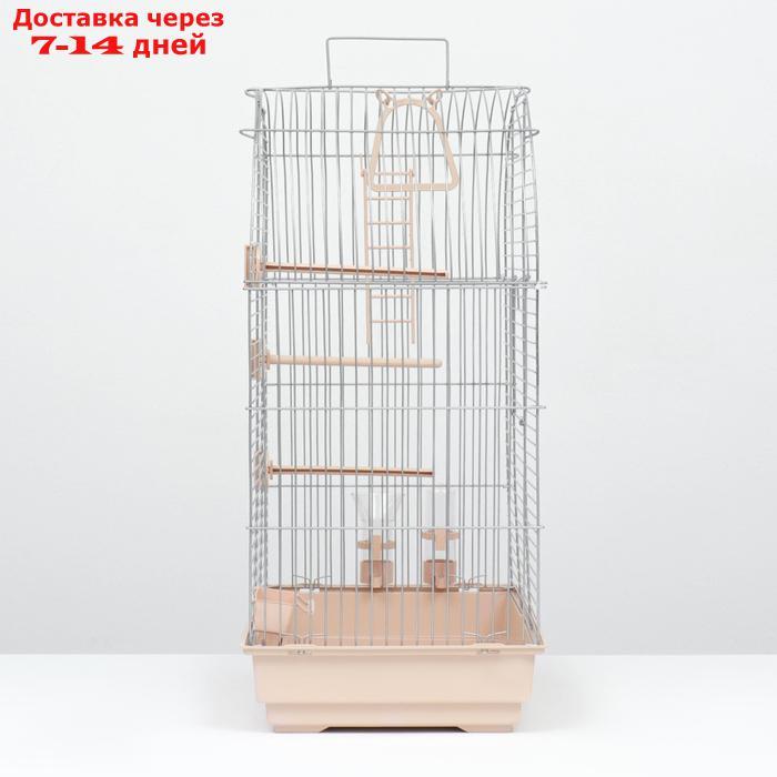 Клетка для птиц "Пижон" №101, хром , укомплектованная, 41 х 30 х 65 см, бежевая - фото 3 - id-p227098054