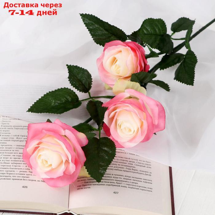 Цветы искусственные "Роза Жанна" 10*61 см, бело-розовая