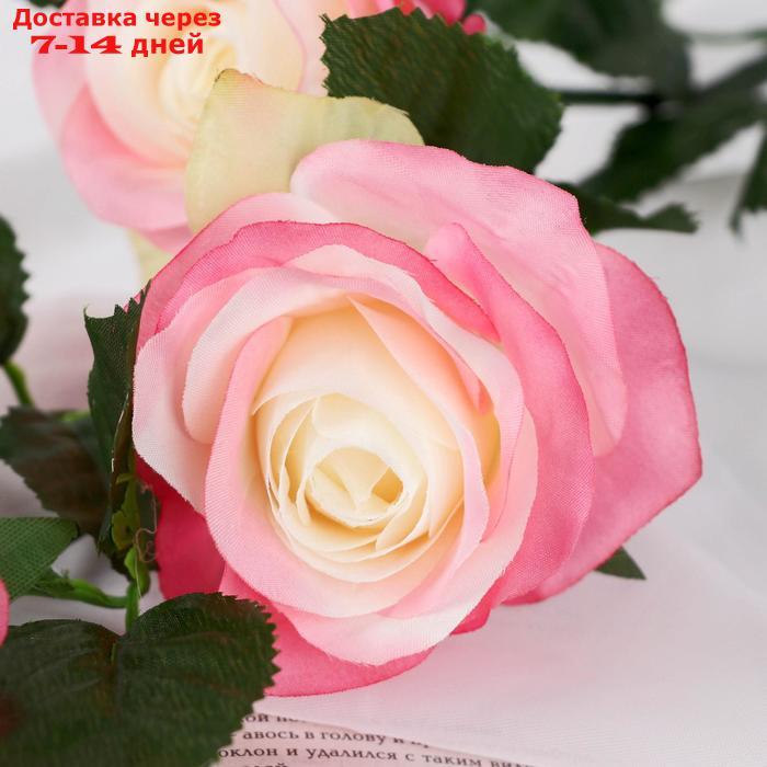 Цветы искусственные "Роза Жанна" 10*61 см, бело-розовая - фото 2 - id-p227107276