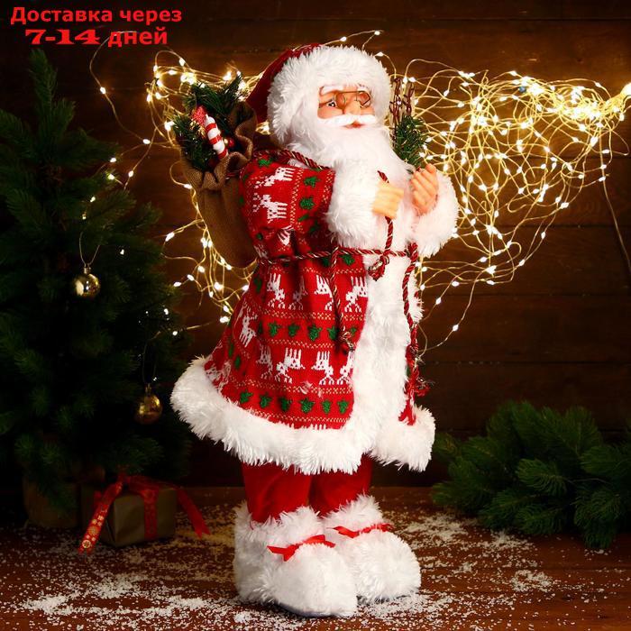 Дед Мороз "В красной шубке с оленями, с веточками" 35х60 см - фото 2 - id-p227105028