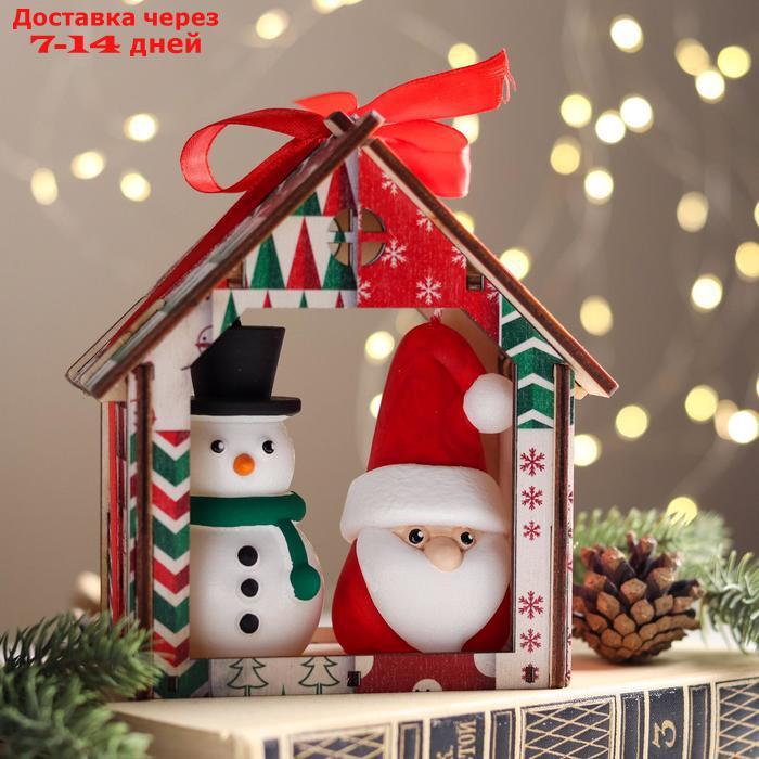 Набор декоративных свечей в коробке "Санта и Снеговик", 2 штуки, 13,5х12х6,3 см - фото 1 - id-p227099820