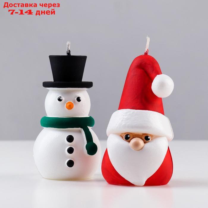 Набор декоративных свечей в коробке "Санта и Снеговик", 2 штуки, 13,5х12х6,3 см - фото 2 - id-p227099820