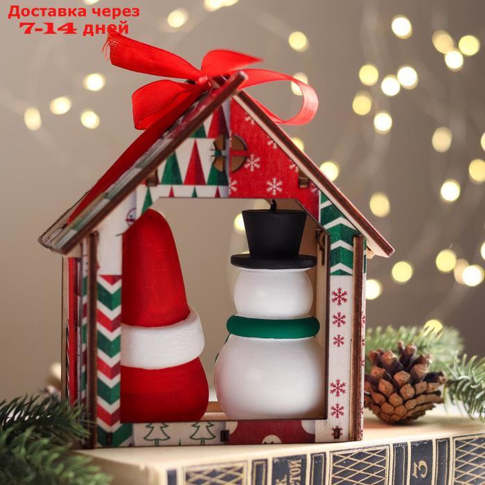 Набор декоративных свечей в коробке "Санта и Снеговик", 2 штуки, 13,5х12х6,3 см - фото 3 - id-p227099820