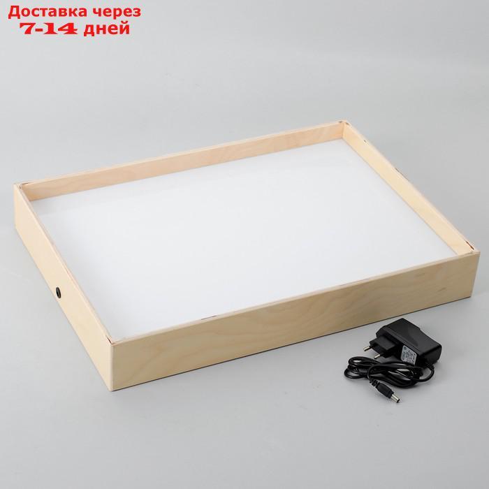 Планшет для рисования песком 35х50 см фанера оргстекло с белой подсветкой - фото 1 - id-p227112871