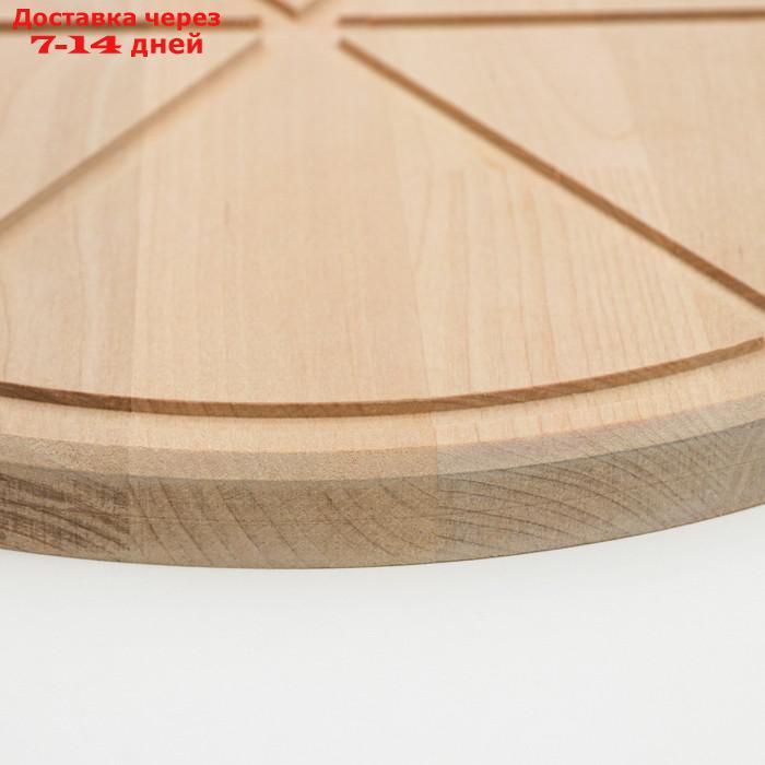 Доска деревянная с желобом "Для пиццы" на 6 кусков 32х32х1,8 см береза - фото 3 - id-p227129931