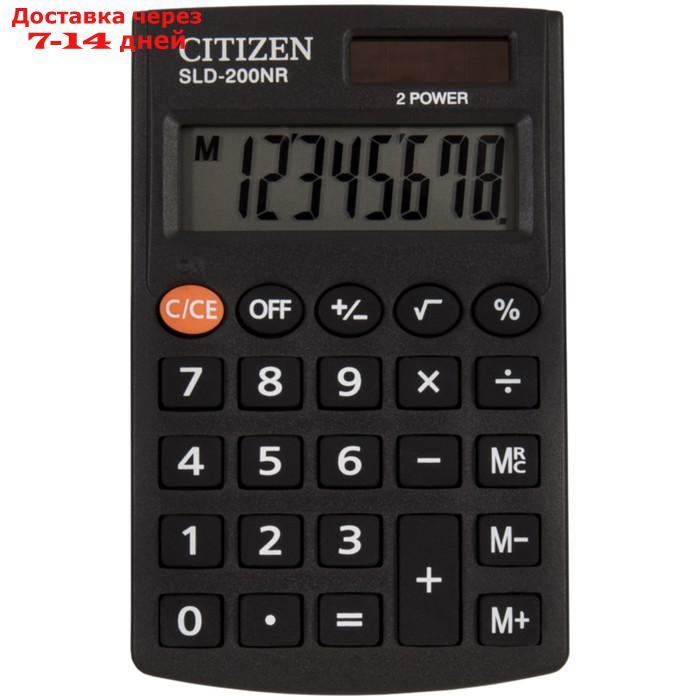 Калькулятор карманный 8-разрядный, Citizen SLD-200NR, двойное питание, 62 х 98 х 10 мм, чёрный - фото 2 - id-p227124920
