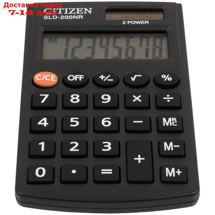 Калькулятор карманный 8-разрядный, Citizen SLD-200NR, двойное питание, 62 х 98 х 10 мм, чёрный - фото 3 - id-p227124920