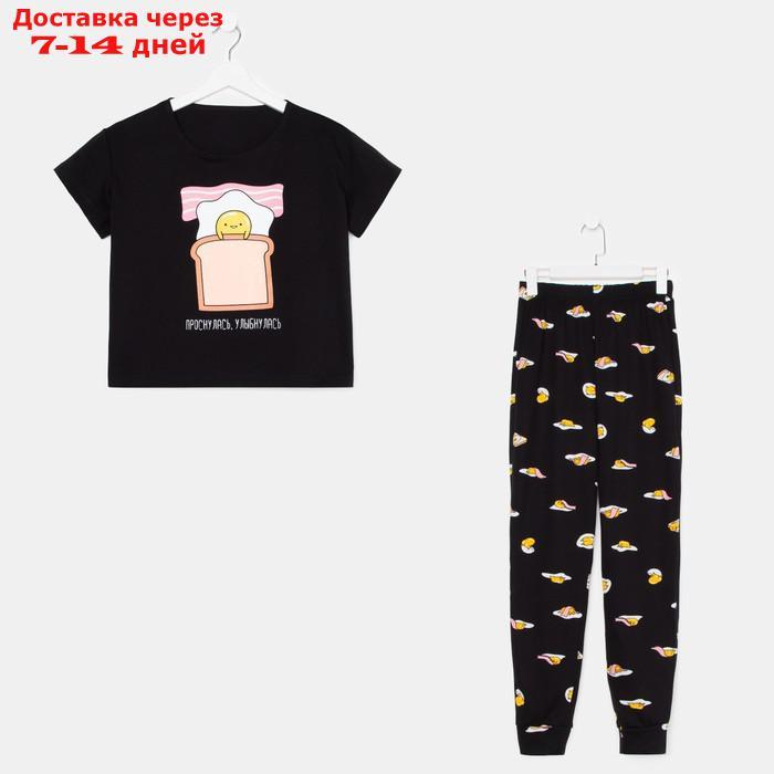 Пижама женская (футболка и брюки) KAFTAN Egg р. 40-42, черный - фото 2 - id-p227119155