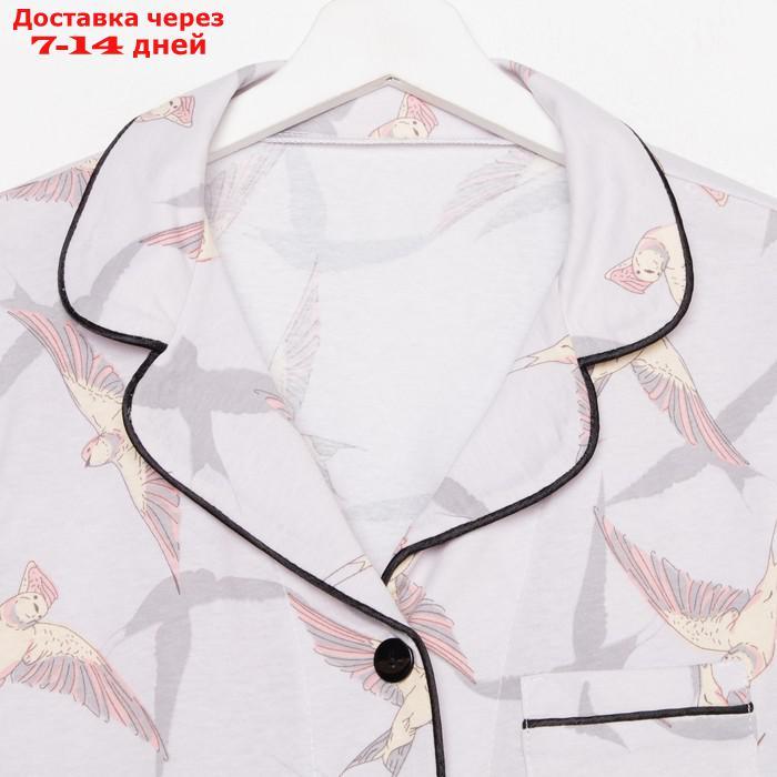 Пижама женская (рубашка и брюки) KAFTAN Birds размер 40-42, серый - фото 5 - id-p227119165