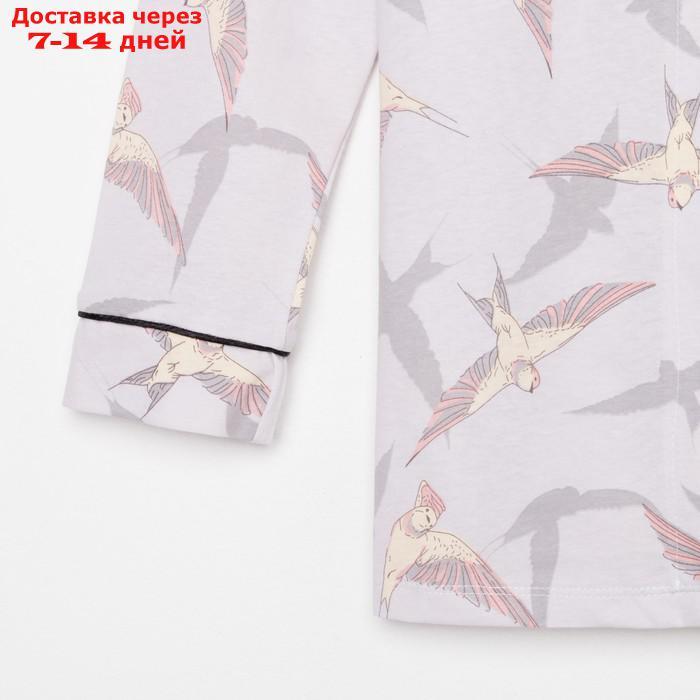Пижама женская (рубашка и брюки) KAFTAN Birds размер 40-42, серый - фото 6 - id-p227119165