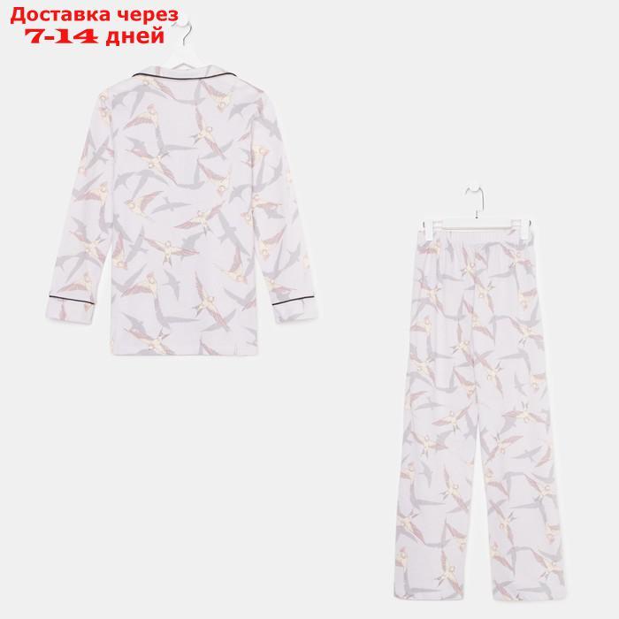 Пижама женская (рубашка и брюки) KAFTAN Birds размер 40-42, серый - фото 7 - id-p227119165