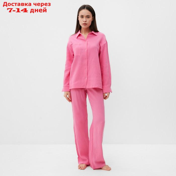 Пижама женская (рубашка и брюки) KAFTAN "Basic" размер 40-42, цвет розовый - фото 1 - id-p227119167