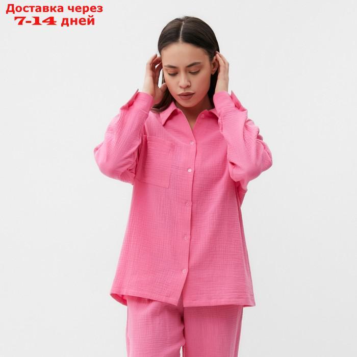 Пижама женская (рубашка и брюки) KAFTAN "Basic" размер 40-42, цвет розовый - фото 3 - id-p227119167
