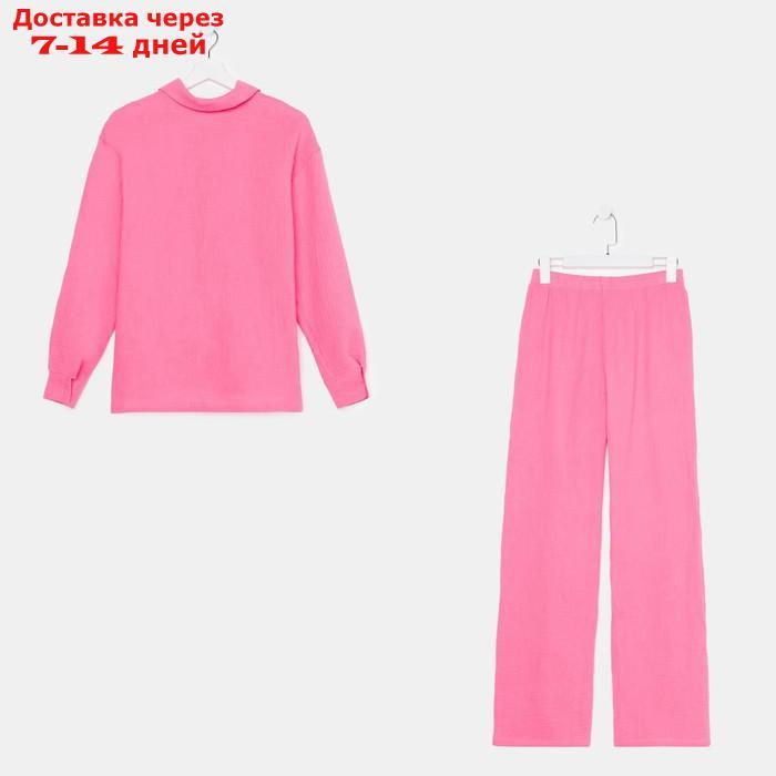 Пижама женская (рубашка и брюки) KAFTAN "Basic" размер 40-42, цвет розовый - фото 10 - id-p227119167