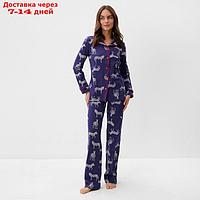 Пижама женская (рубашка и брюки) KAFTAN Zebra размер 40-42, цвет синий