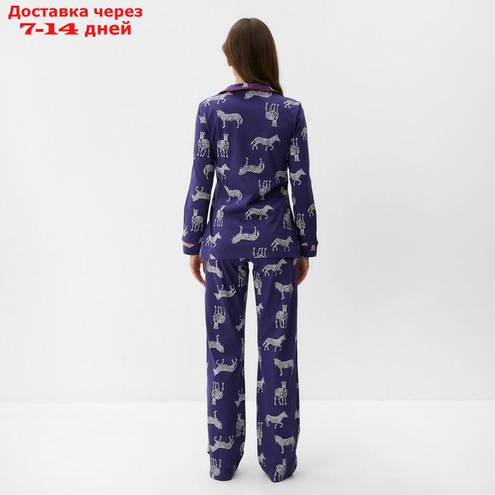 Пижама женская (рубашка и брюки) KAFTAN Zebra размер 40-42, цвет синий - фото 6 - id-p227119169