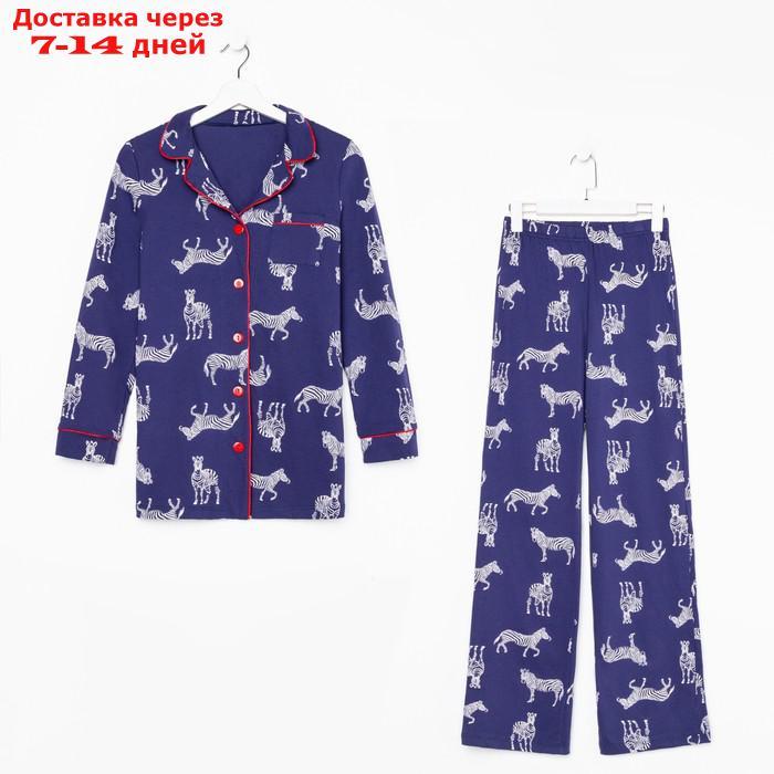 Пижама женская (рубашка и брюки) KAFTAN Zebra размер 40-42, цвет синий - фото 7 - id-p227119169